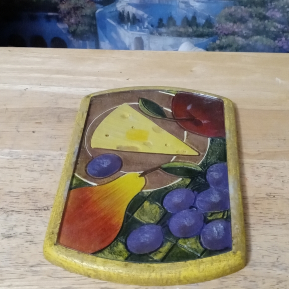 VTG International Heartland Serving 🍇 Platter&1 Clay Art Cheese Cutting Board. - Picture 10 of 16